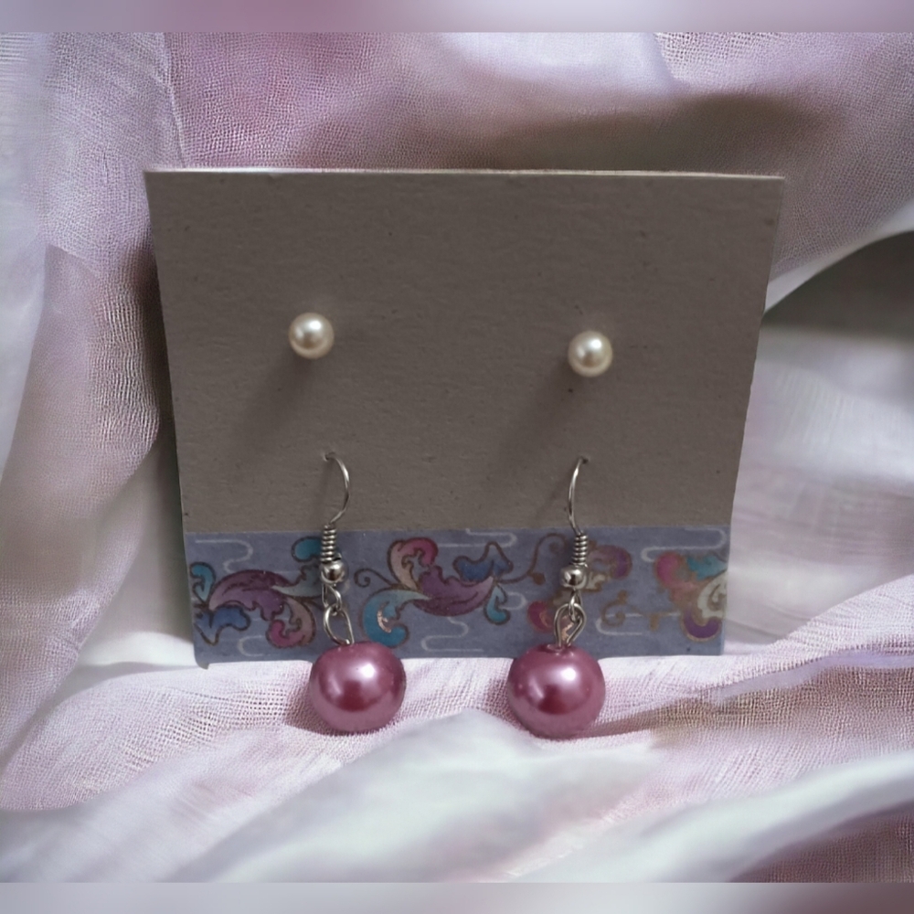 Pink French Hook Earring Set